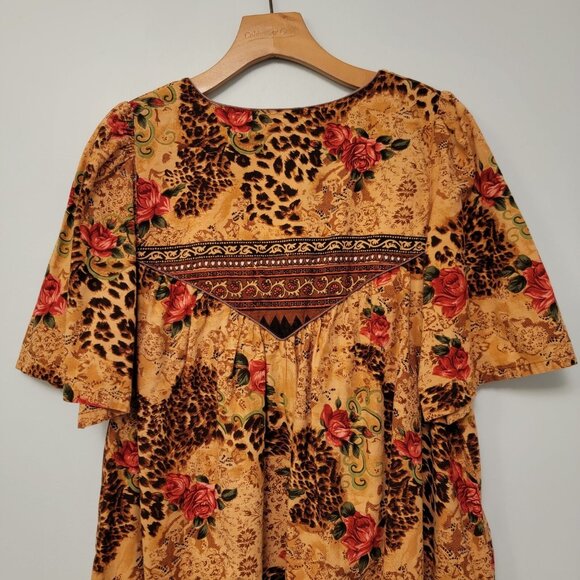 Barbizon Nightgown Vintage 100% Cotton Long‎ Animal Floral Print Size Medium EUC - Picture 5 of 8